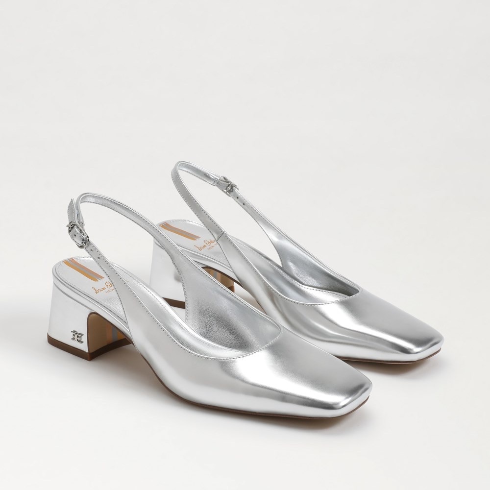 Sam Edelman Shiny Silver Slingback Heels